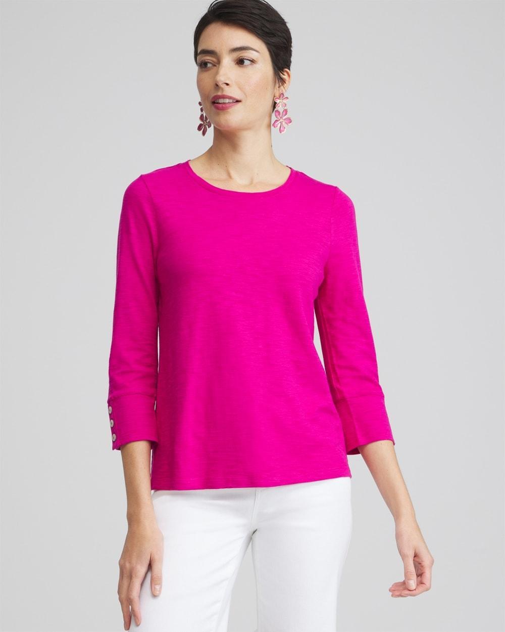 3/4 Sleeve Button Tee Product Image