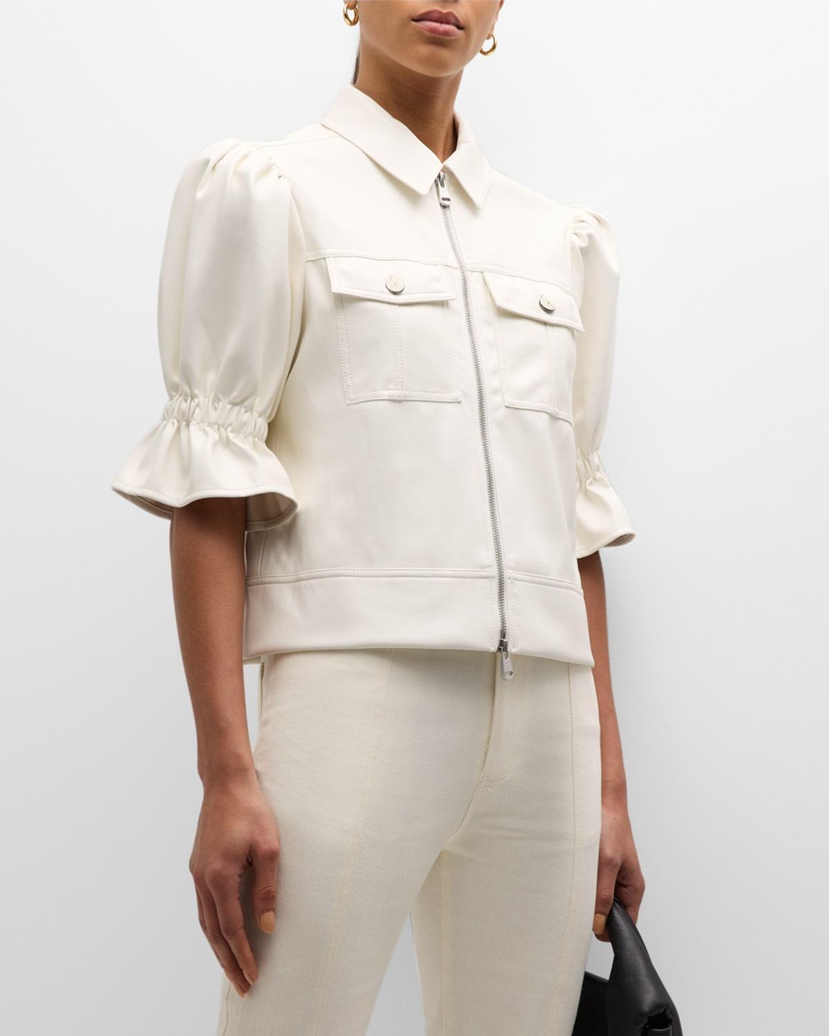 Cinq a Sept Faux Leather Puff Sleeve Jacket Product Image