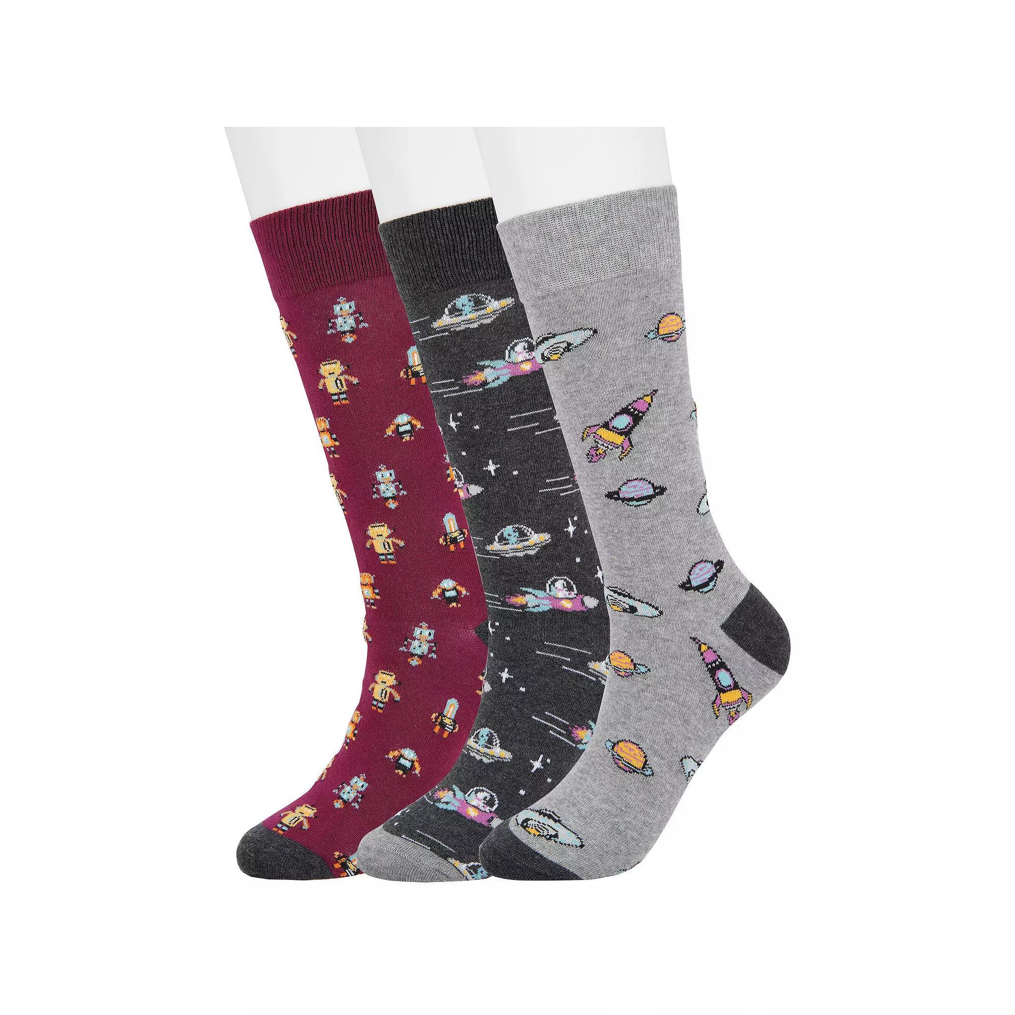 Men's Sonoma Goods For Life® 3-pack Mixed Novelty Socks, Futurist Fantasy Product Image