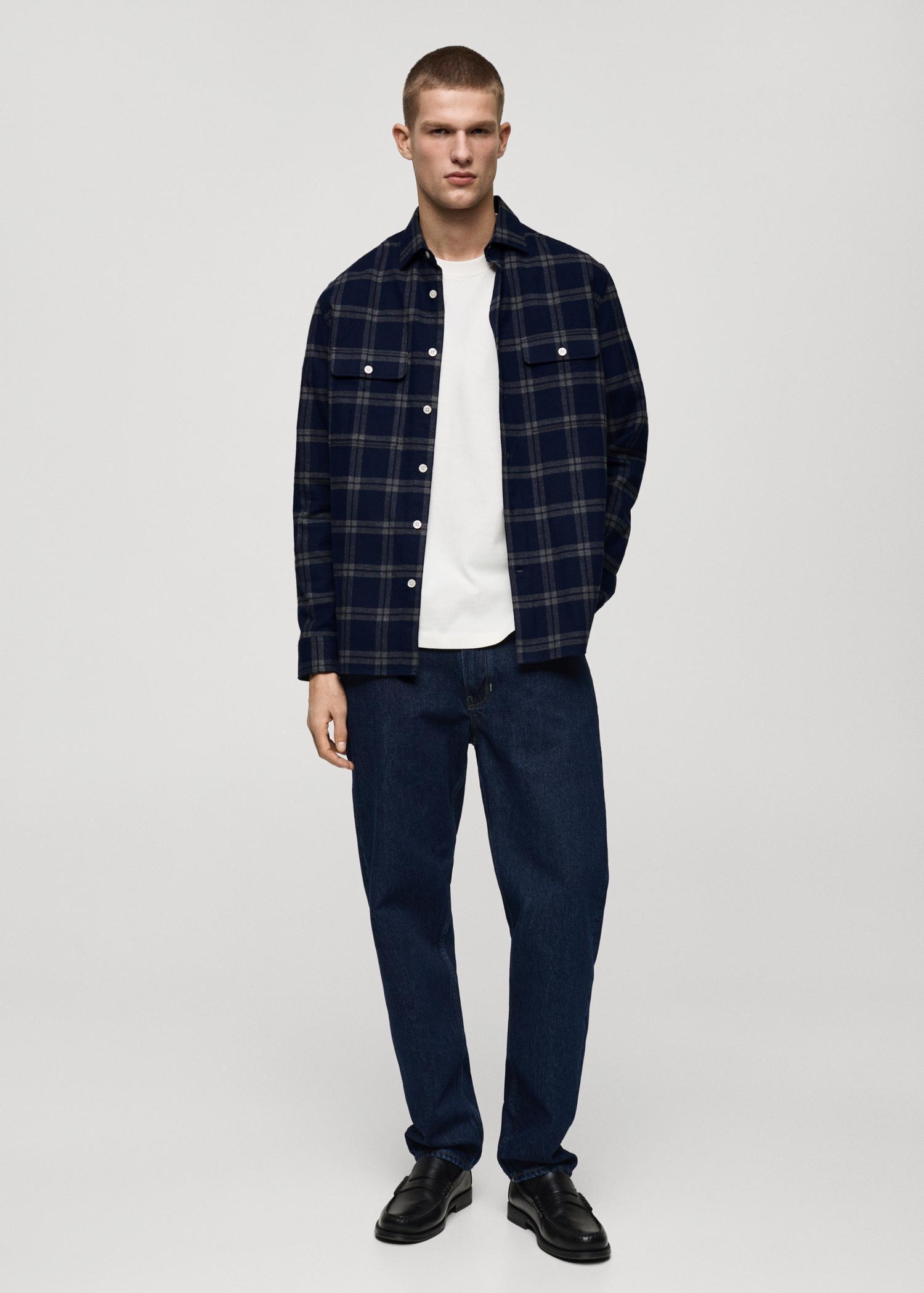 100% cotton flannel check overshirt - Men | MANGO USA Product Image