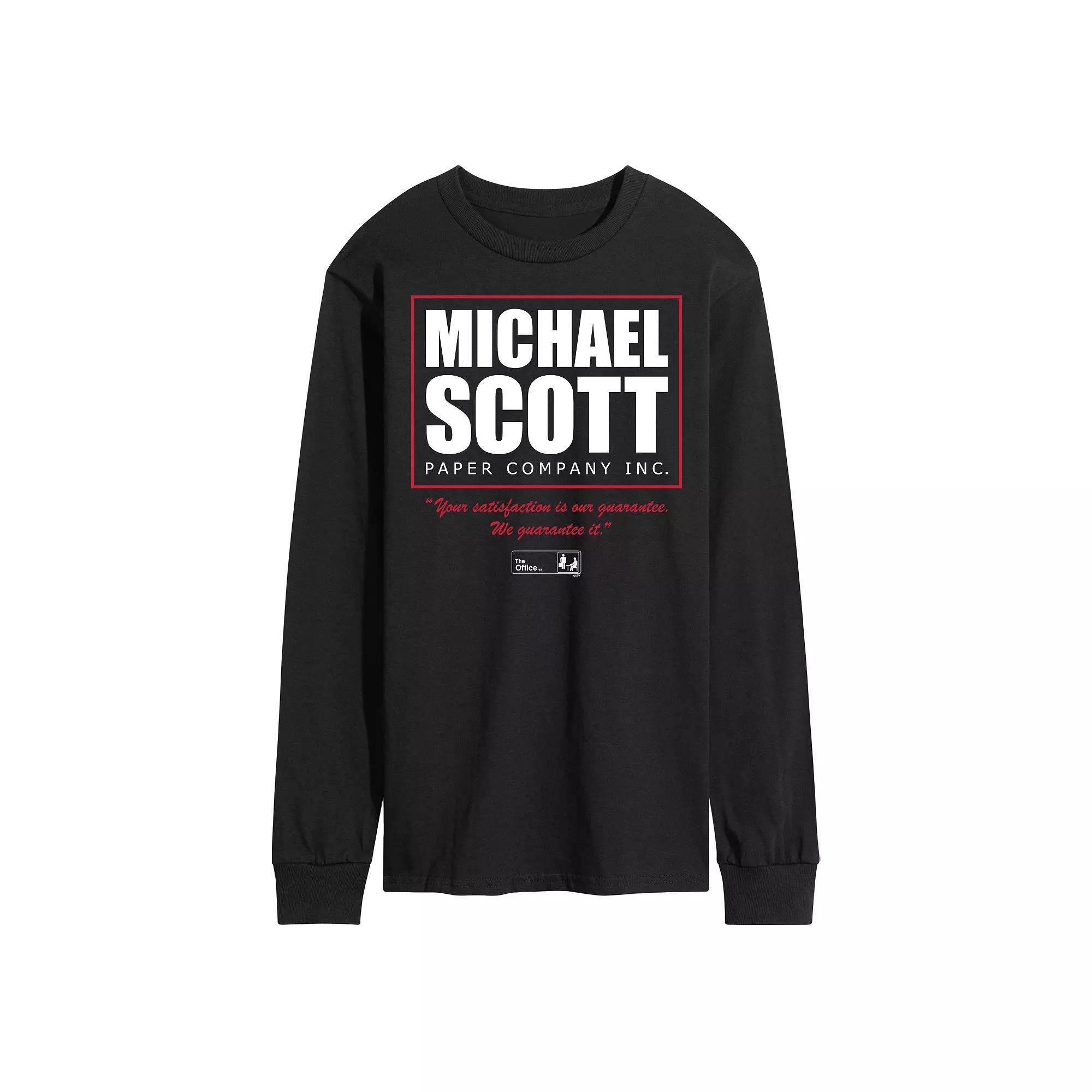 Mens The Office Michael Scott Paper Long Sleeve Tee Blue Product Image