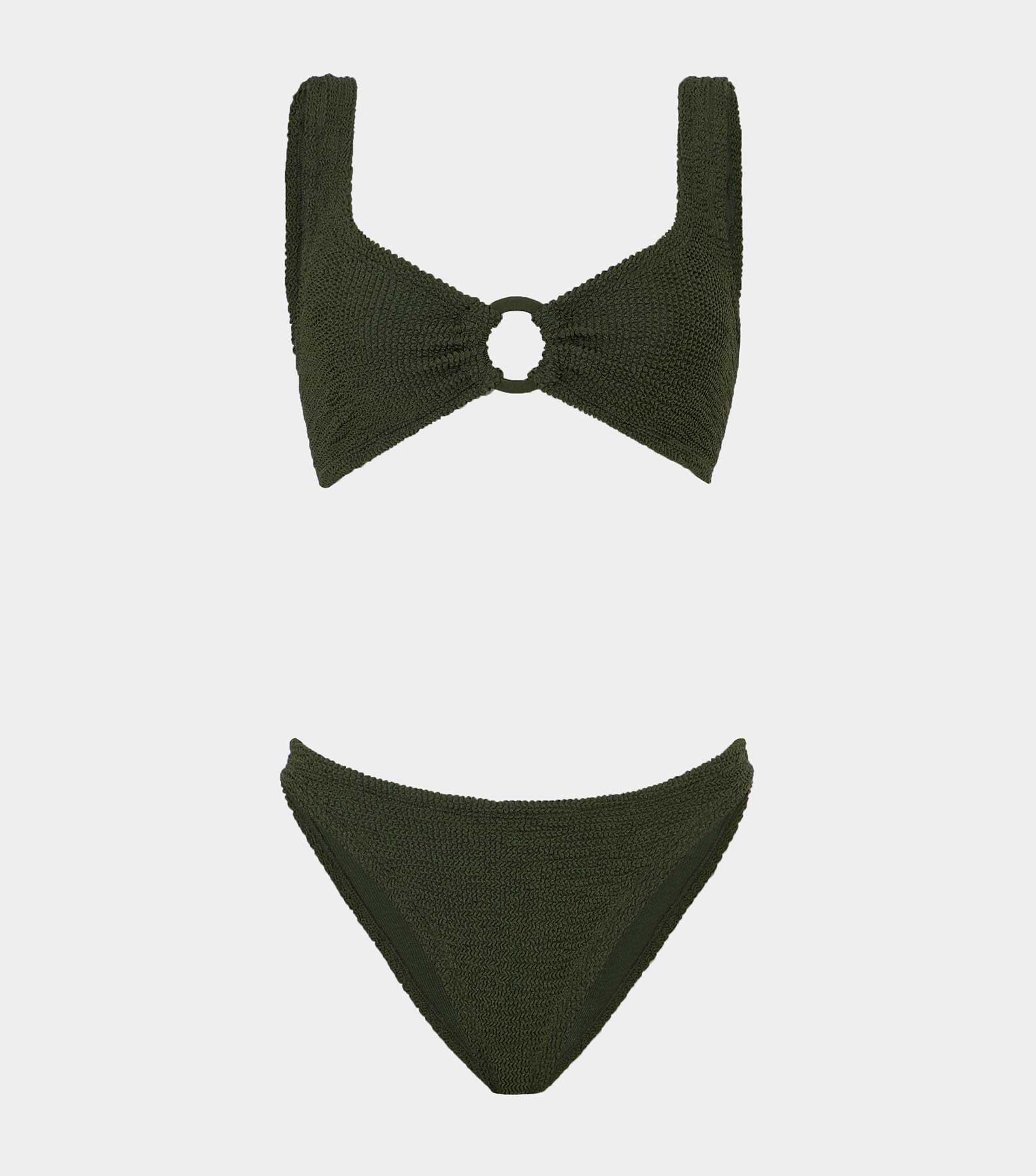 Julia Bikini With Tonal Hoops - Metallic Khaki Product Image