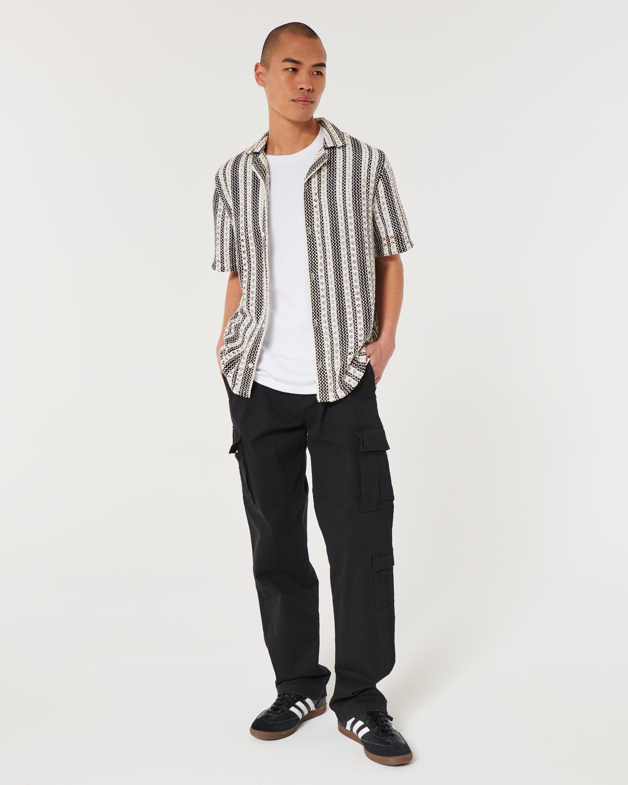 Short-Sleeve Crochet-Style Shirt Product Image