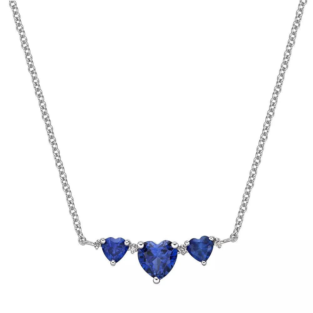 Gemminded Sterling Silver Lab-Created Sapphire & Diamond Accent Pendant Necklace, Women's, Size: 18" Product Image