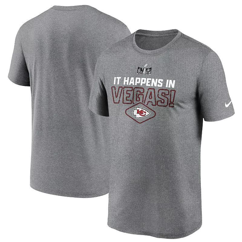 Mens Nike Heather Gray Kansas City Chiefs Super Bowl LVIII Logo Lockup T-Shirt Product Image