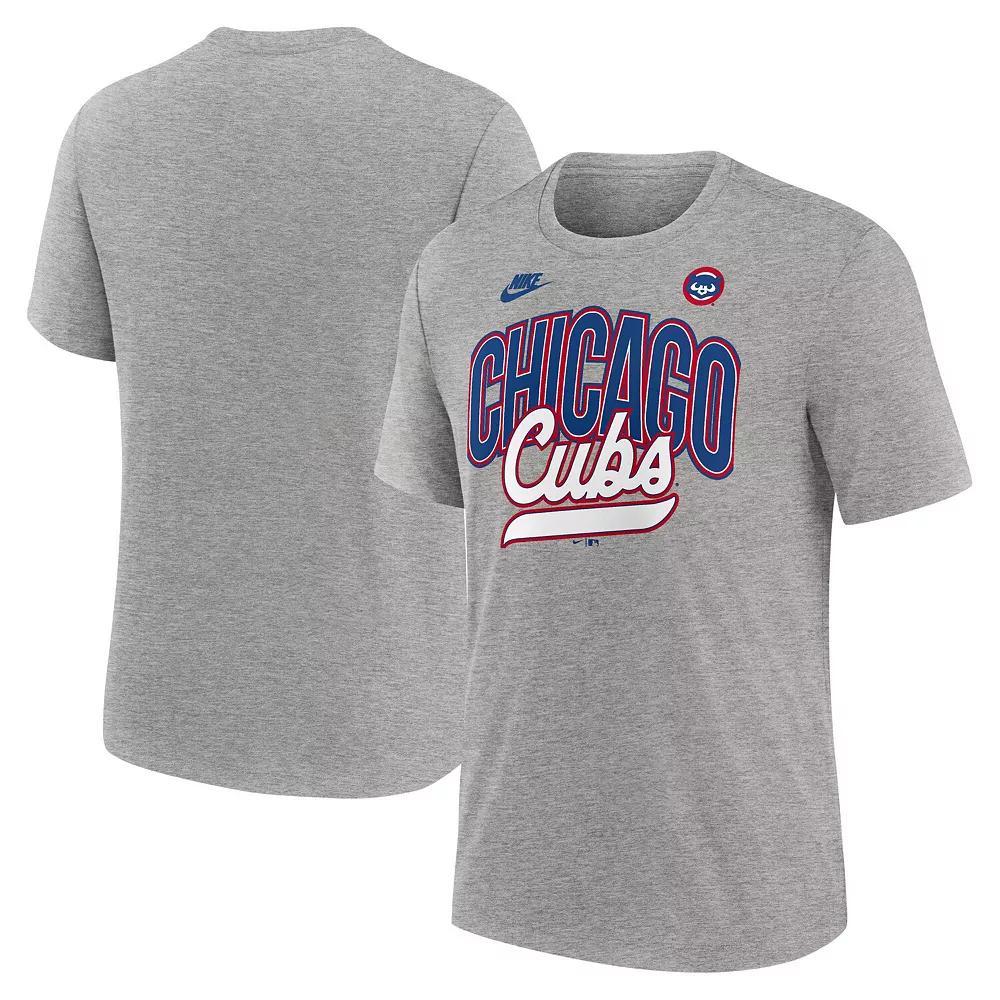 Mens Nike Heather Gray Chicago Cubs Cooperstown Collection Retro Tri-Blend T-Shirt Product Image