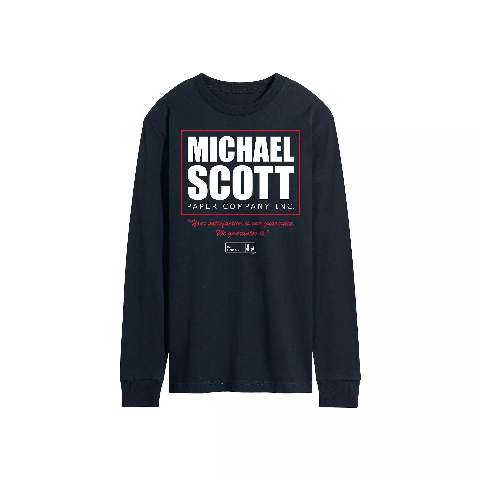 Mens The Office Michael Scott Paper Long Sleeve Tee Blue Product Image