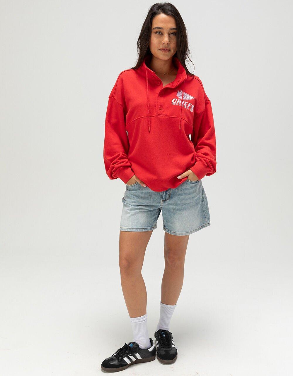 JUNK FOOD Kansas City Chiefs Mock 1/4 Button Up Sweatshirt Product Image