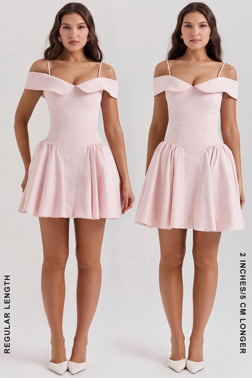 Elida  ballerina pink off shoulder mini dress Product Image