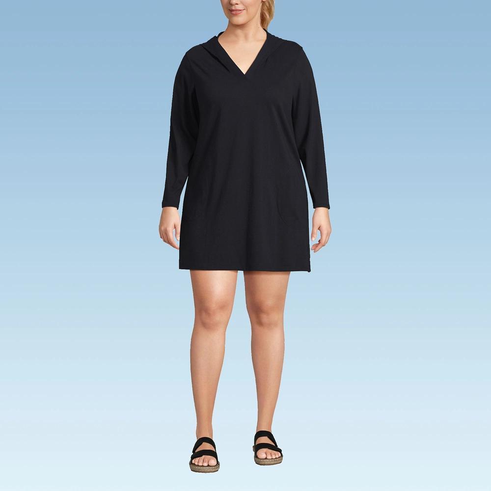 Plus Size Lands End Hooded Swim Cover-Up Dress, Womens Product Image