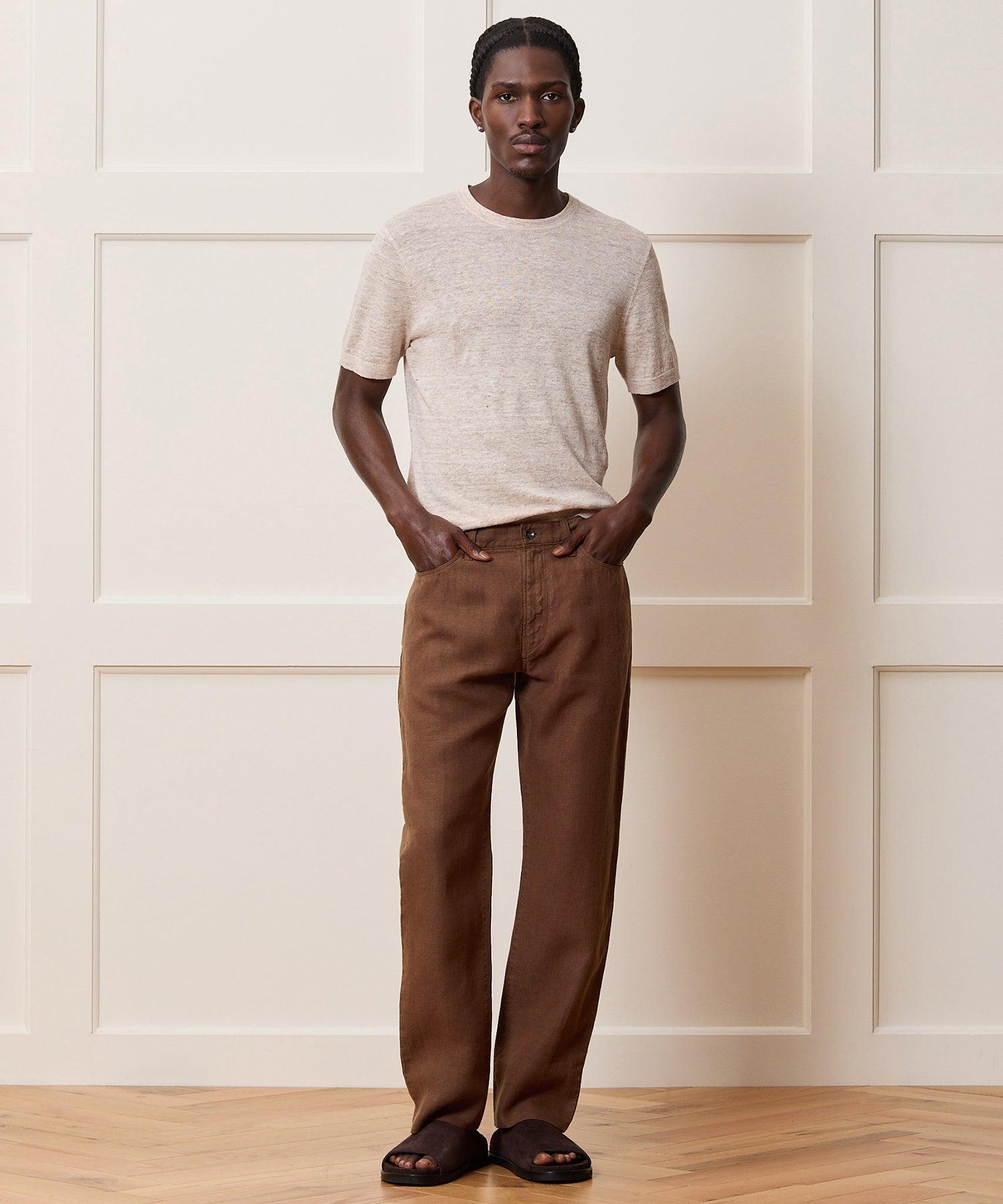 Vintage Straight Fit 5-Pocket Linen Pant Male Product Image
