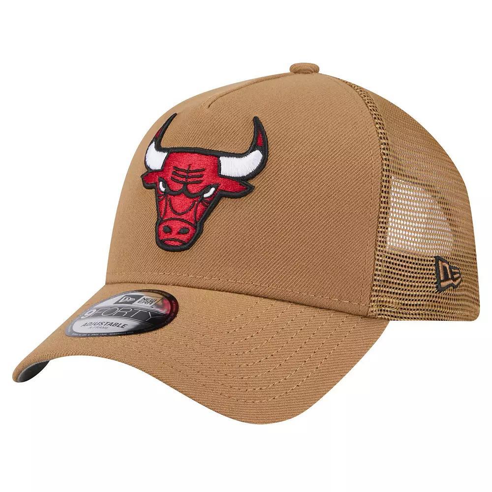 Men's New Era Tan Chicago Bulls 9FORTY A-Frame Trucker Adjustable Hat, Team Product Image
