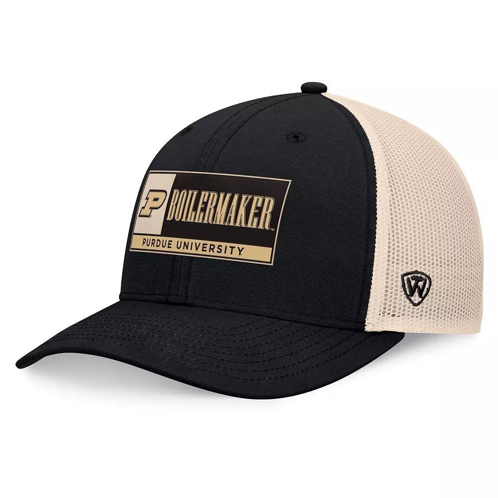 Men's Top of the World Black/Natural Purdue Boilermakers Bennett Trucker��Adjustable Hat Product Image