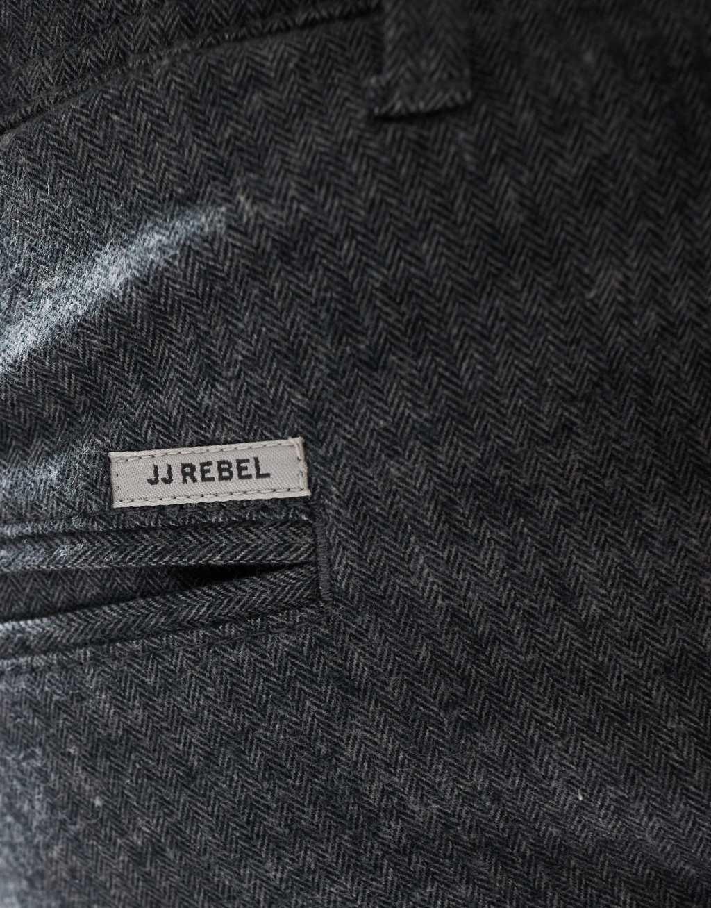 JJ Rebel slim herringbone smart pants in gray melange Product Image