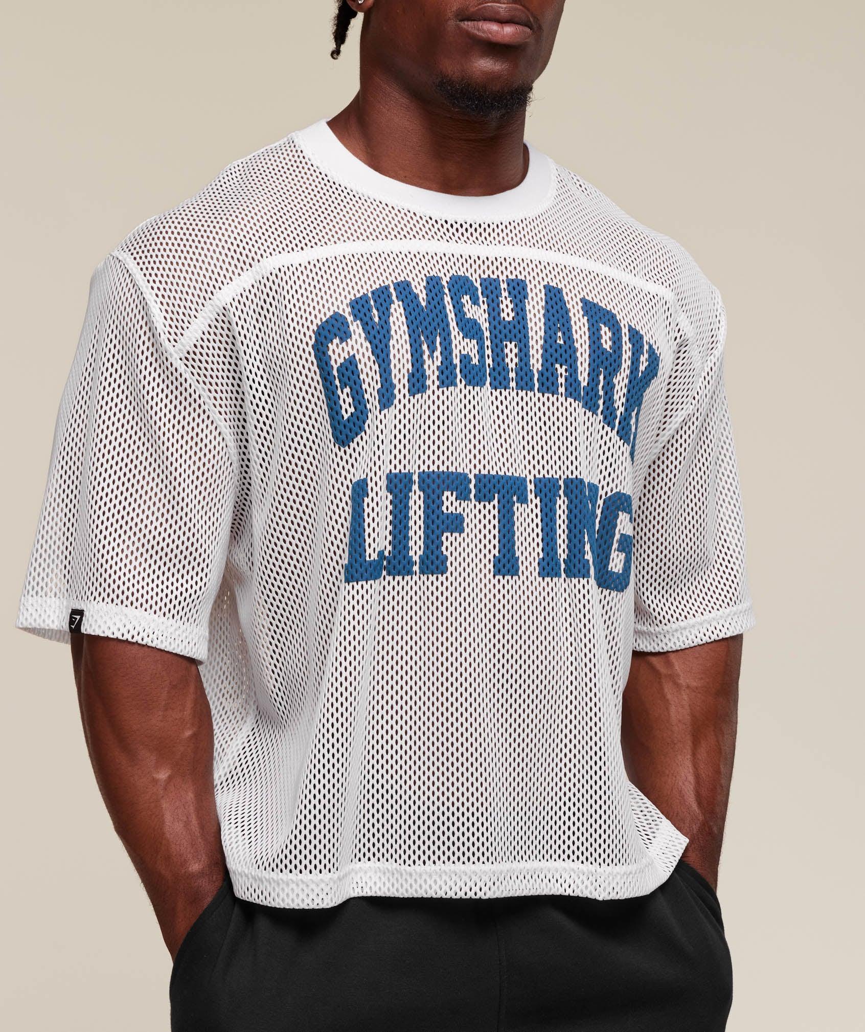 Gymshark Mesh Oversized T-Shirt - White Male Product Image