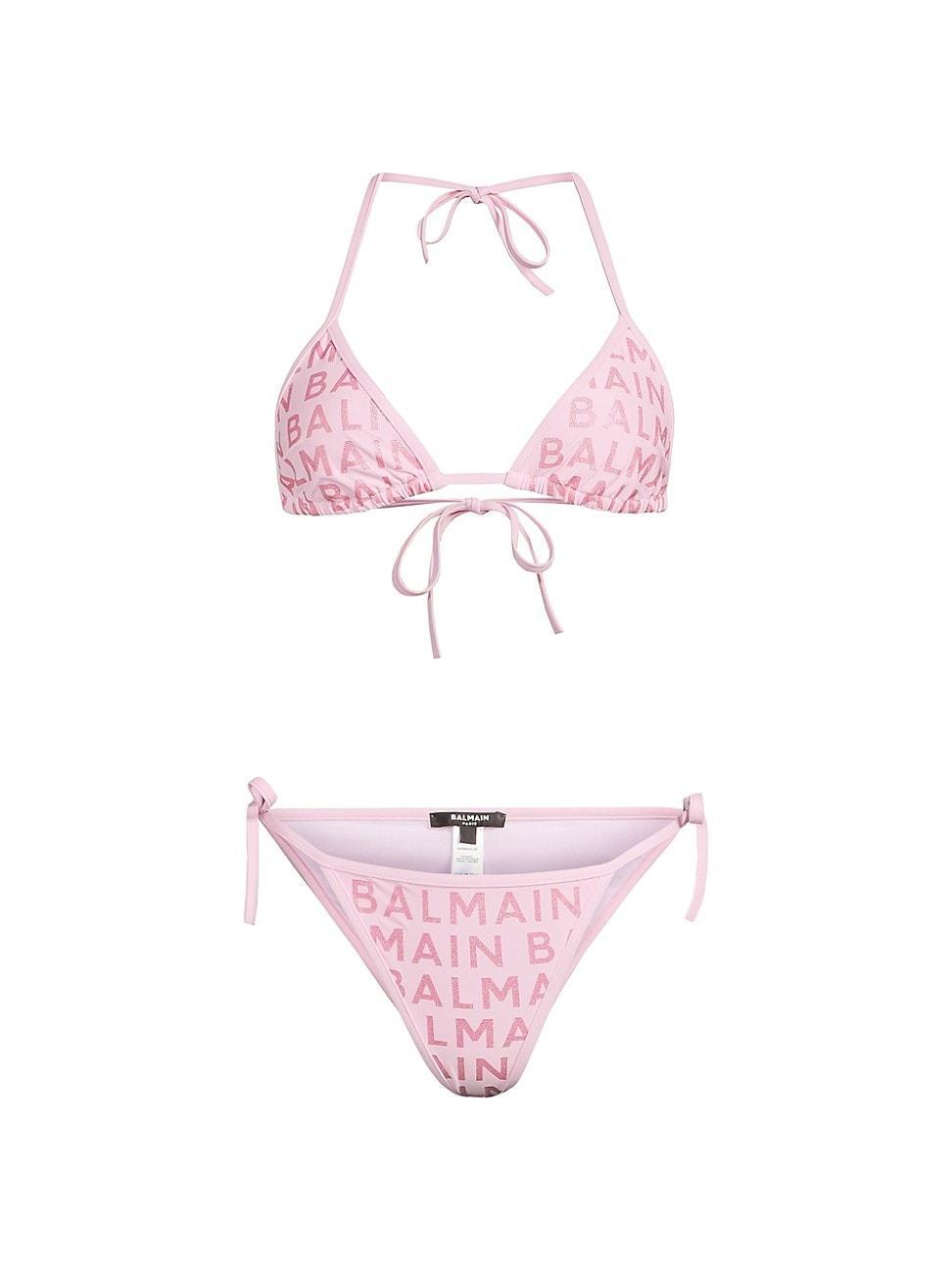 Womens Allover Print Triangle Bikini Set Product Image
