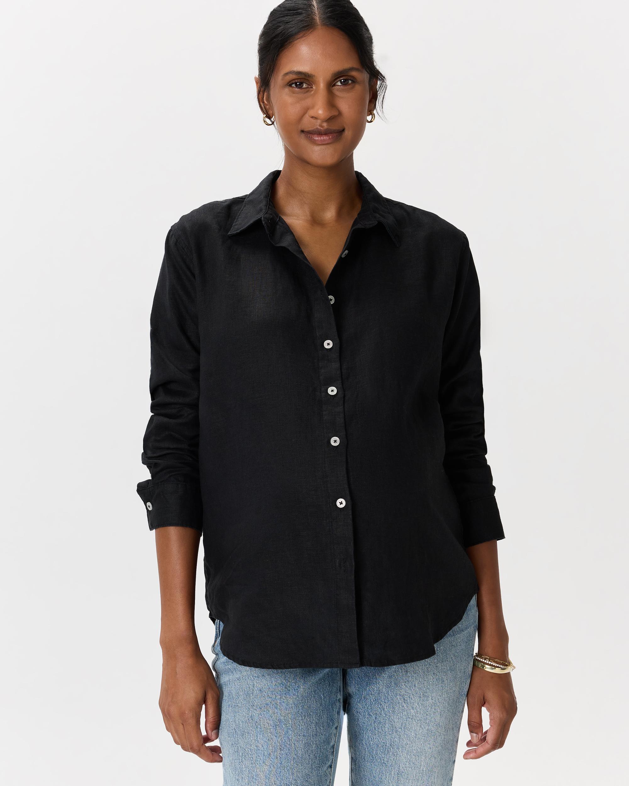 Quince | Women's 100% European Linen Maternity Long Sleeve Shirt Size XS Product Image