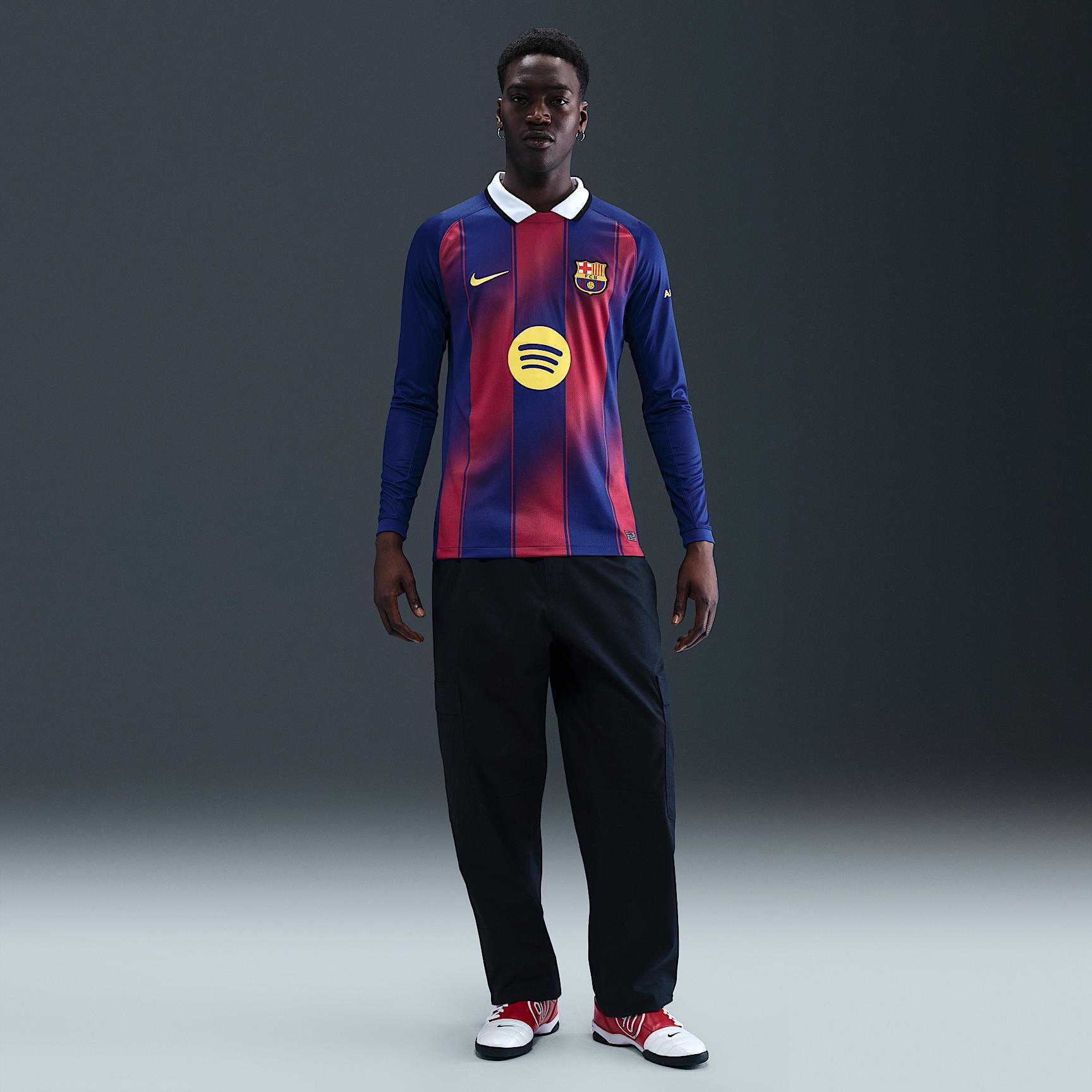 FC Barcelona 2025/26 Stadium Home Men's Nike Dri-FIT Soccer Replica Long-Sleeve Jersey Product Image