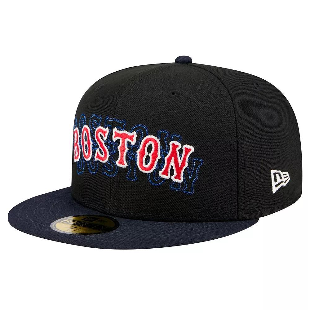 Men's New Era Black Boston Red Sox Shadow Stitch 59FIFTY Fitted Hat, Size: 7 3/8 Product Image