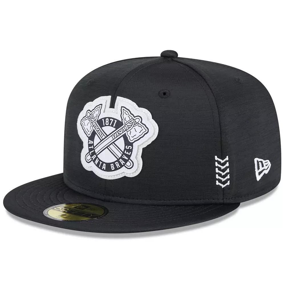Men's New Era  Black Atlanta Braves 2024 Clubhouse 59FIFTY Fitted Hat, Size: 6 7/8 Product Image