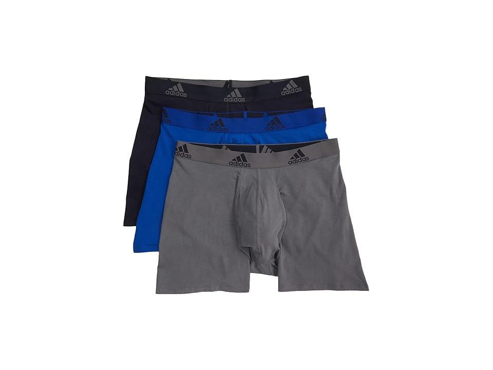 Men's adidas 3-pack Cotton Stretch Boxer Briefs, Size: XL, Royal Blue Onix Gr Leg Product Image