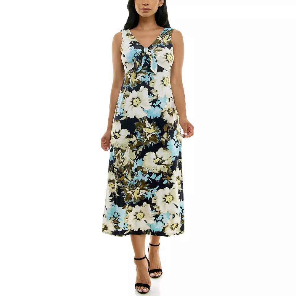 Womens Nina Leonard Tie Front Maxi Dress Product Image