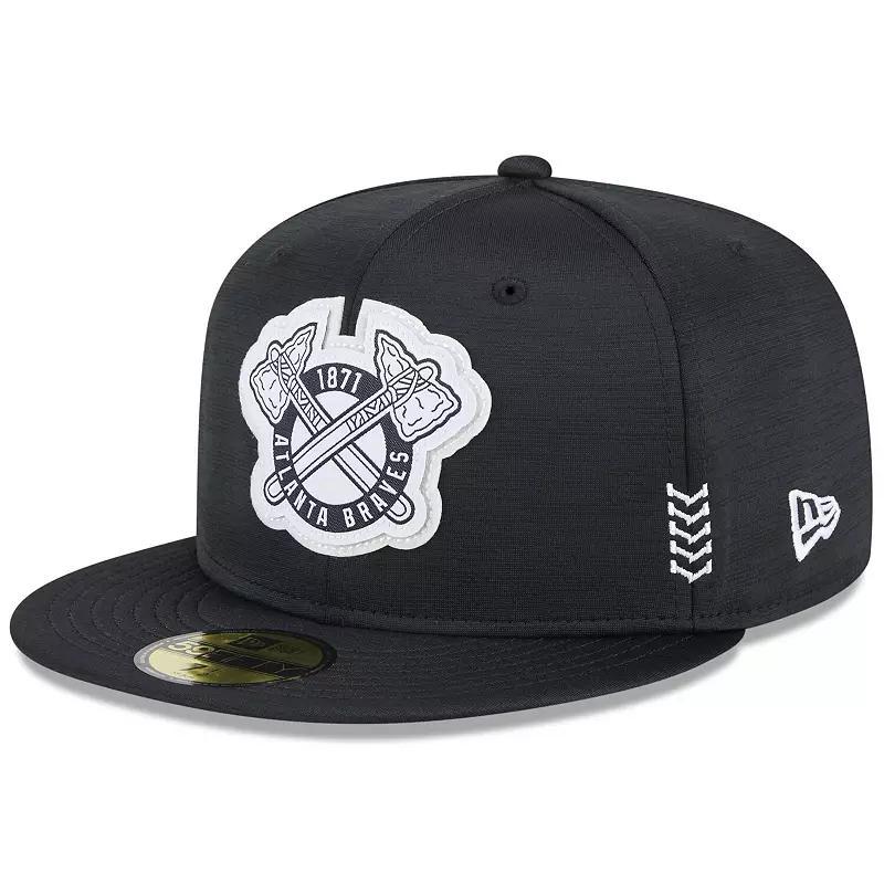 Men's New Era  Black Atlanta Braves 2024 Clubhouse 59FIFTY Fitted Hat, Size: 6 7/8 Product Image