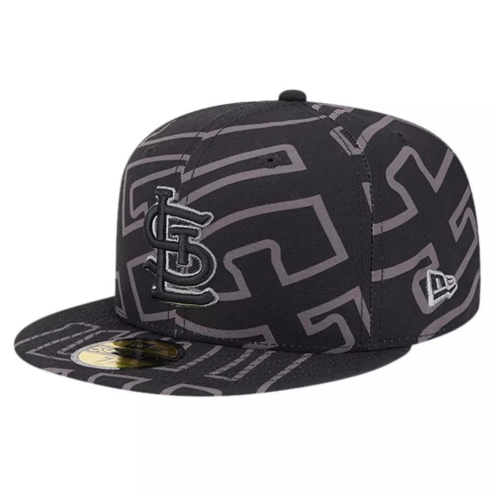 Men's New Era Black St. Louis Cardinals Logo Fracture 59FIFTY Fitted Hat, Size: 7 1/2 Product Image