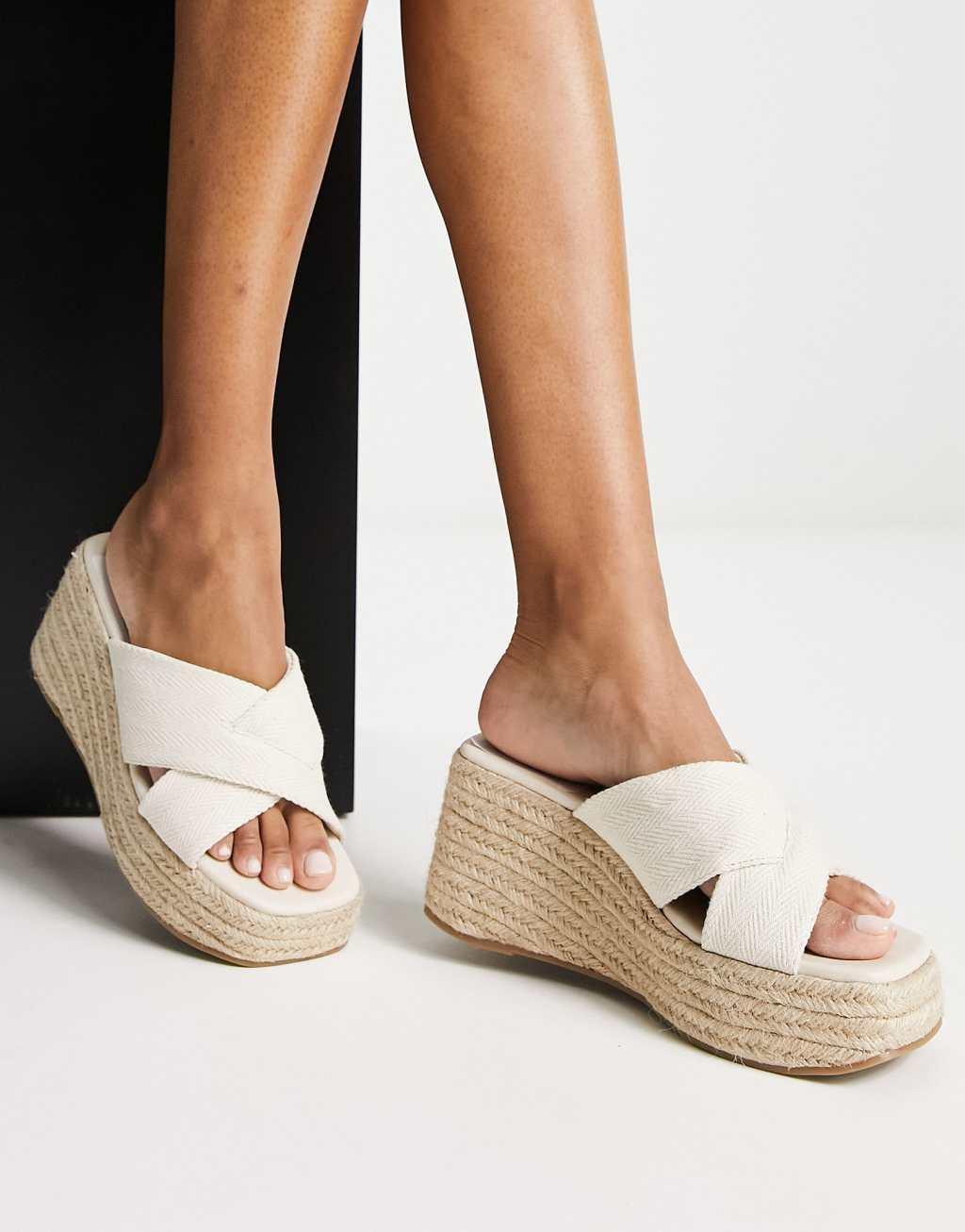 ASOS DESIGN Teddy 2 cross strap wedges Product Image