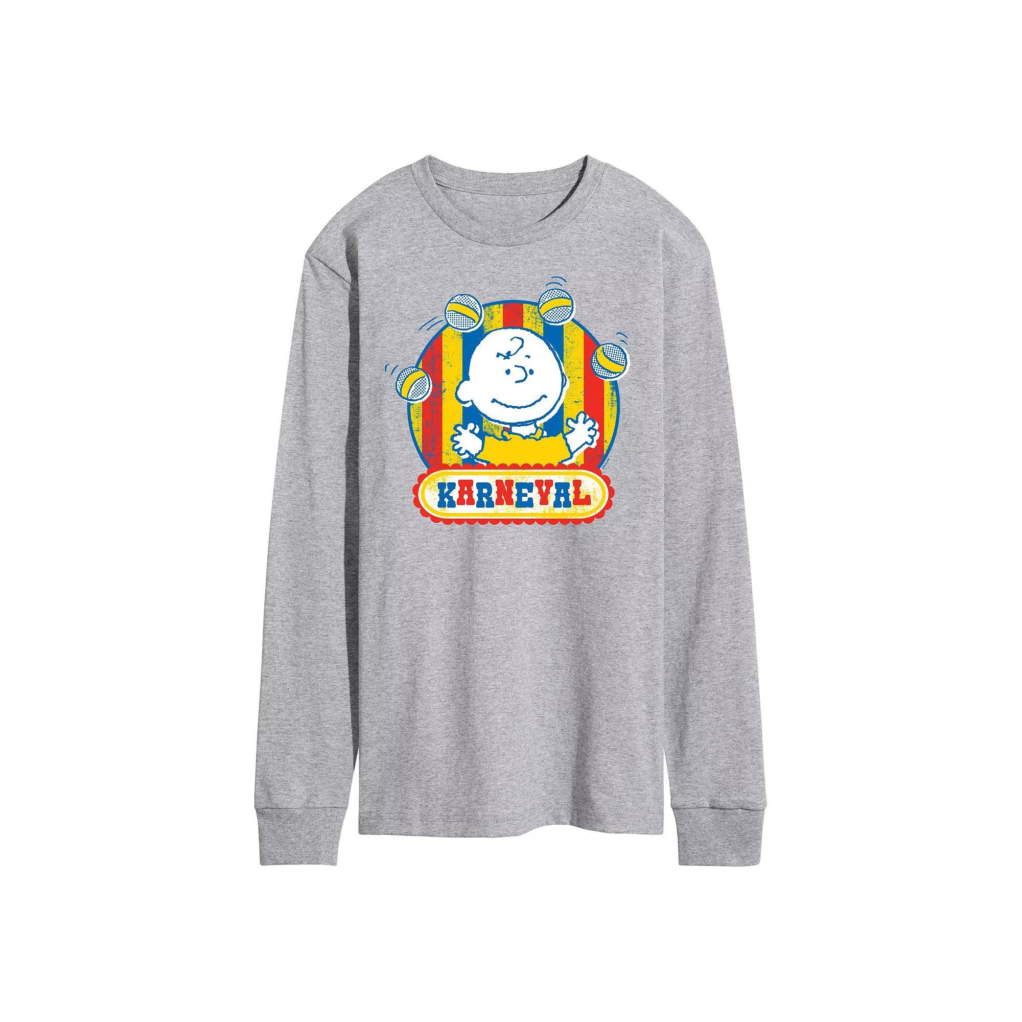 Mens Peanuts Charlie Brown Karneval Long Sleeve Tee Blue Product Image