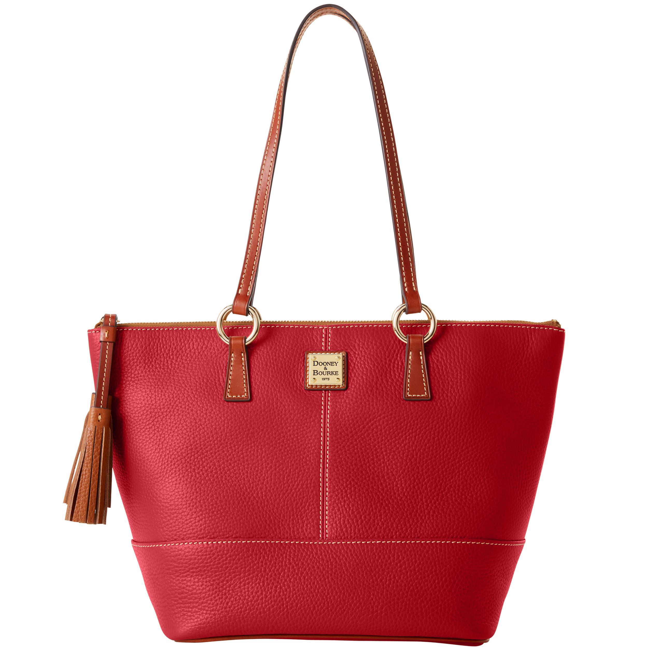 Dooney & Bourke Womens Pebble Grain Small Tobi Leather Tote Shopping Bag in Black Product Image