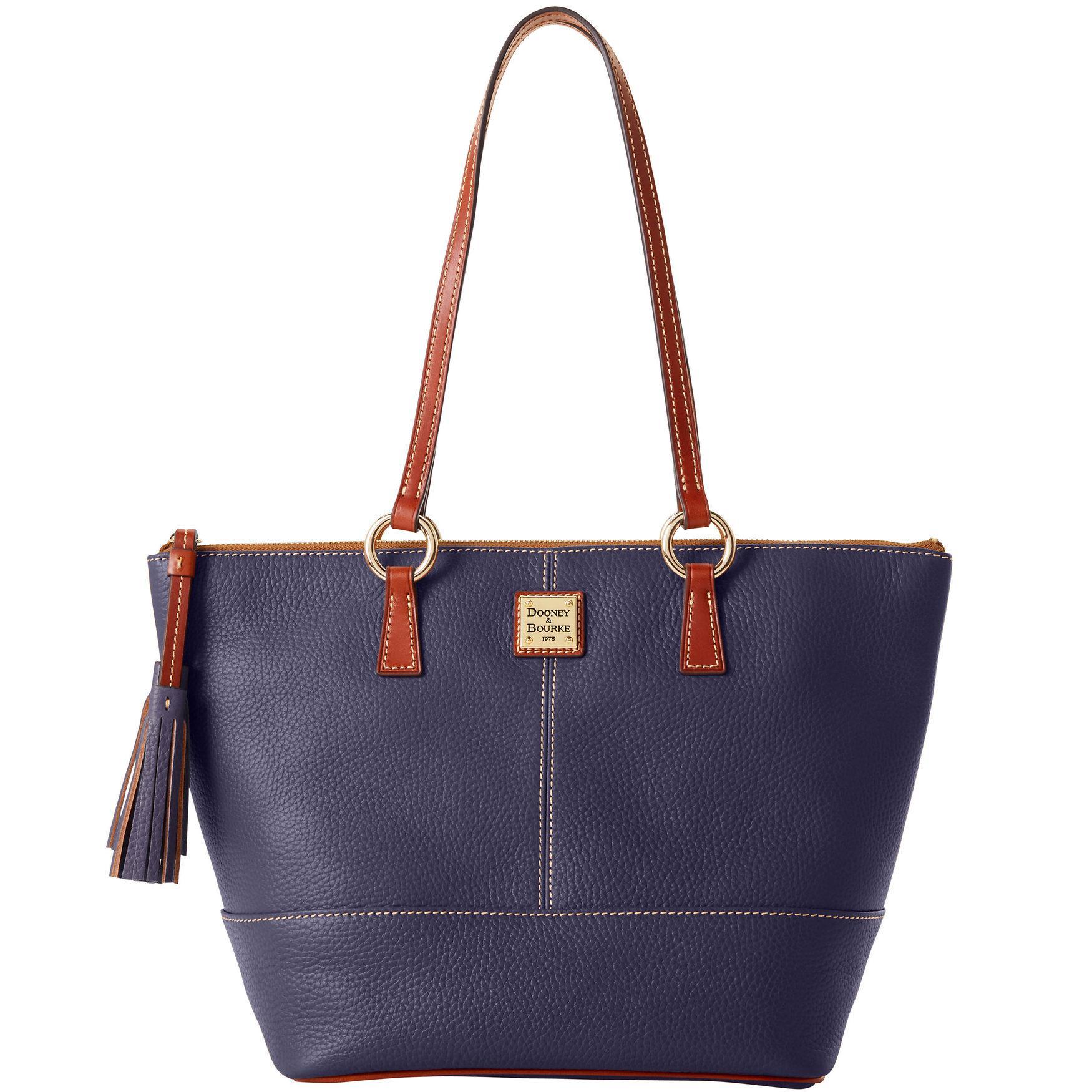 Dooney & Bourke Womens Pebble Grain Small Tobi Leather Tote Shopping Bag in Black Product Image