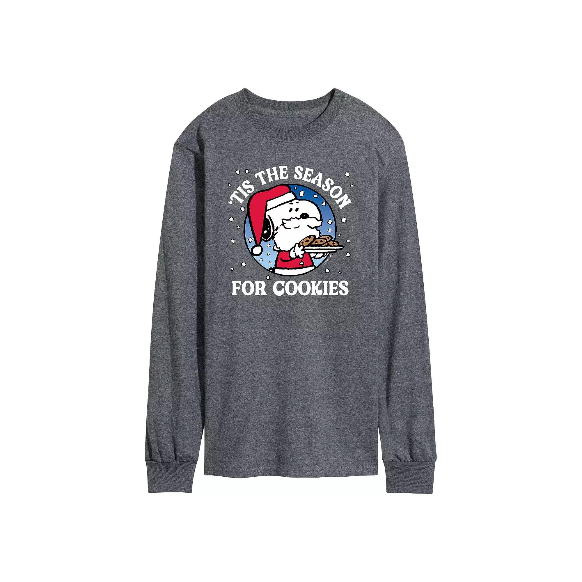 Mens Peanuts Season For Cookies Long Sleeve Tee Grey Gray Product Image
