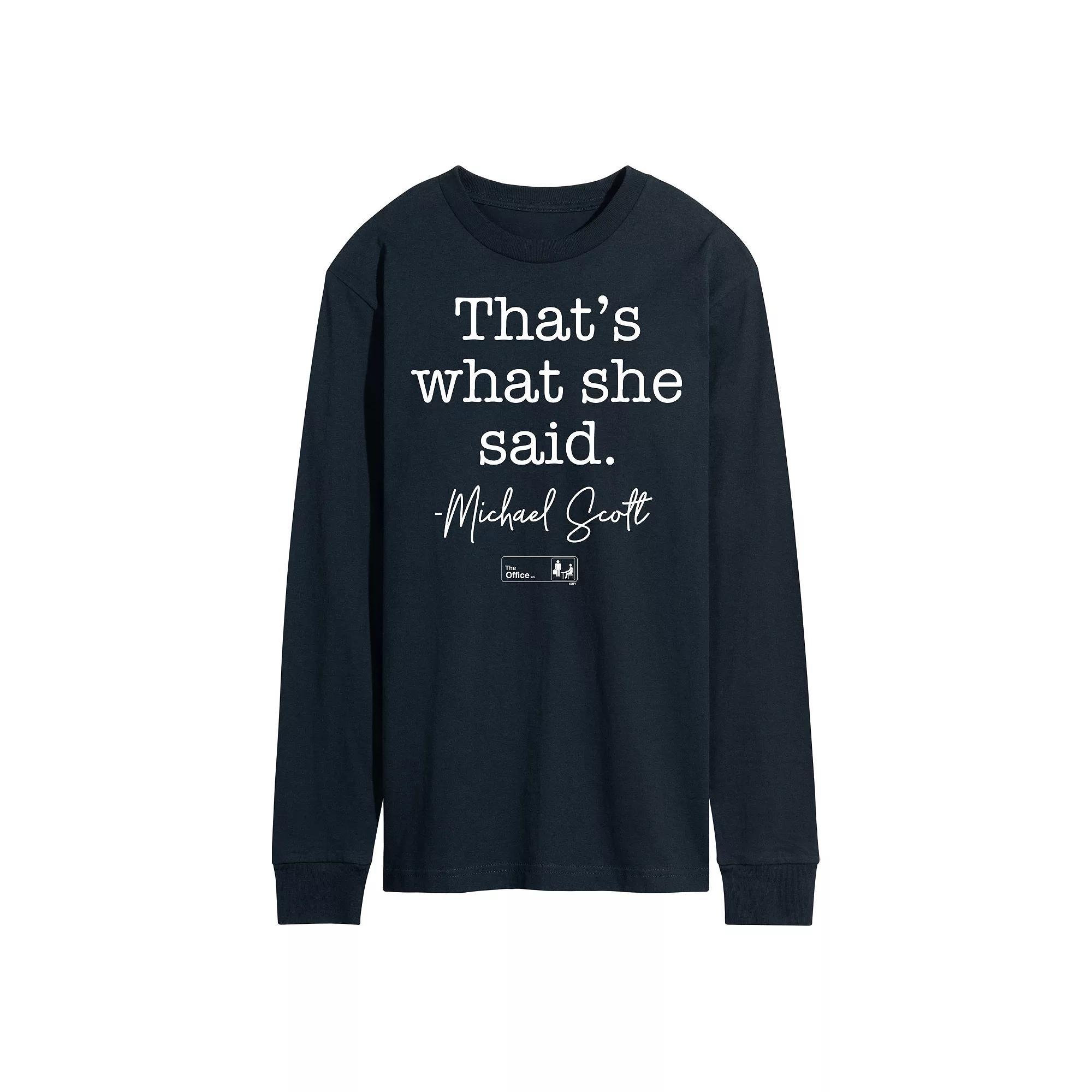 Men's The Office That's What She Said Long Sleeve Tee, Size: XL, Blue Product Image