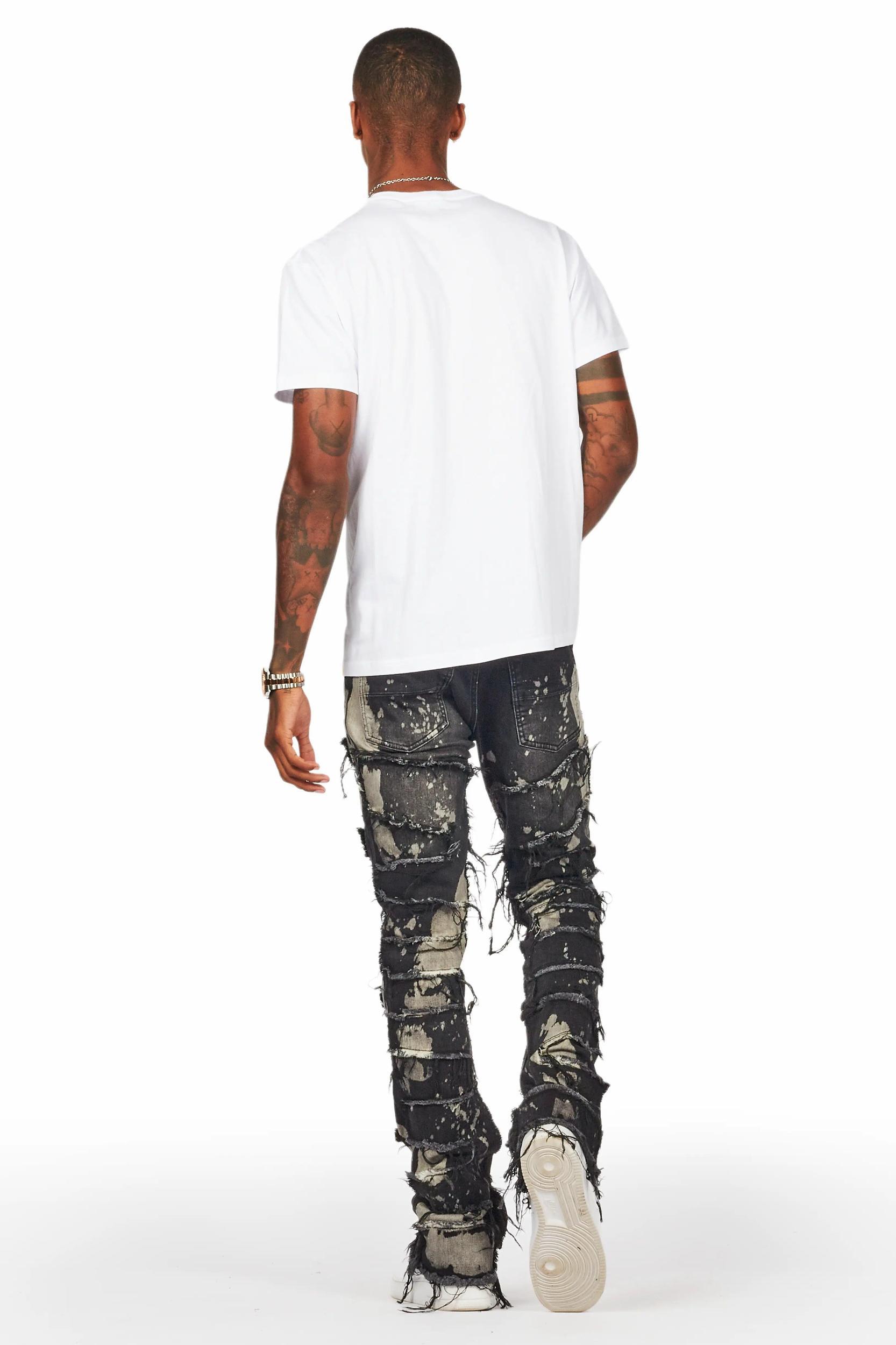 Laban Black Bleach Stacked Flare Jean Male Product Image