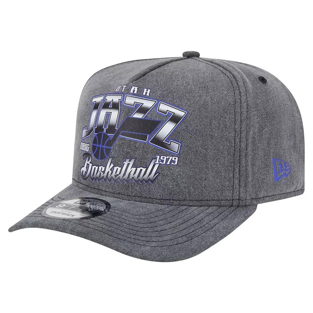 Men's New Era  Charcoal Utah Jazz Throwback Washed Pre-Curved 9FIFTY Snapback Hat, Jaz Charco Product Image
