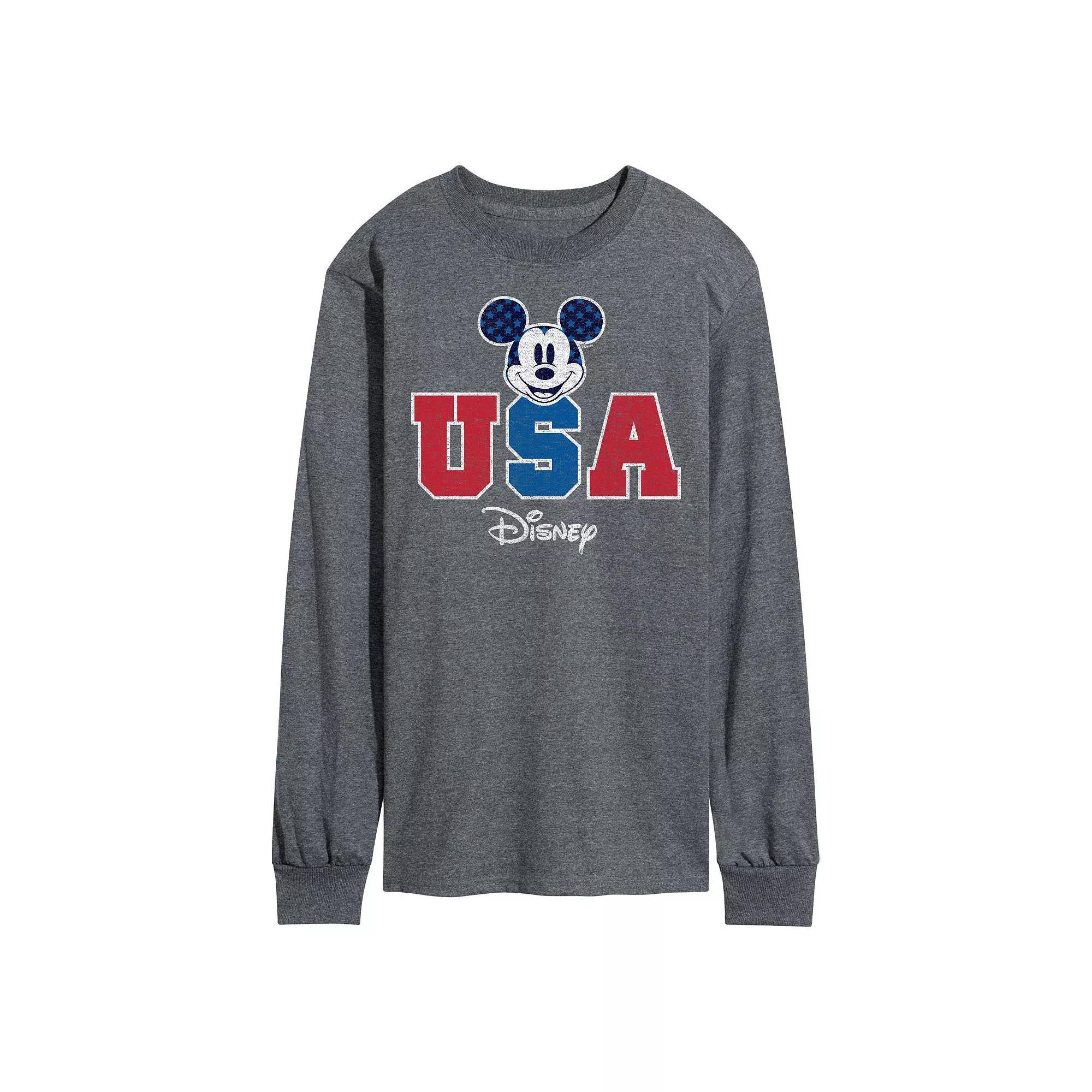 Disneys Mickey Mouse Mens USA Long Sleeve Graphic Tee Product Image