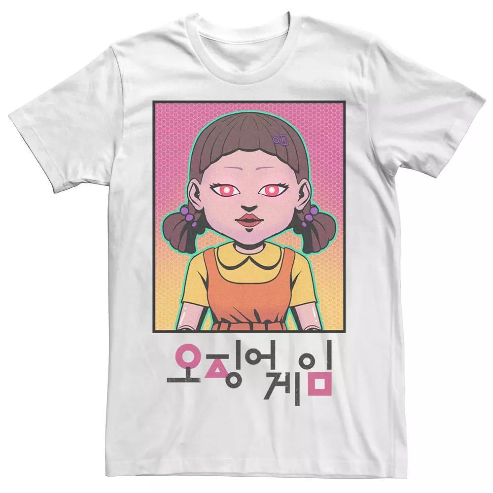 Men's Squid Game Red Light Green Light Doll Poster Tee, Boy's, Size: Small, White Product Image