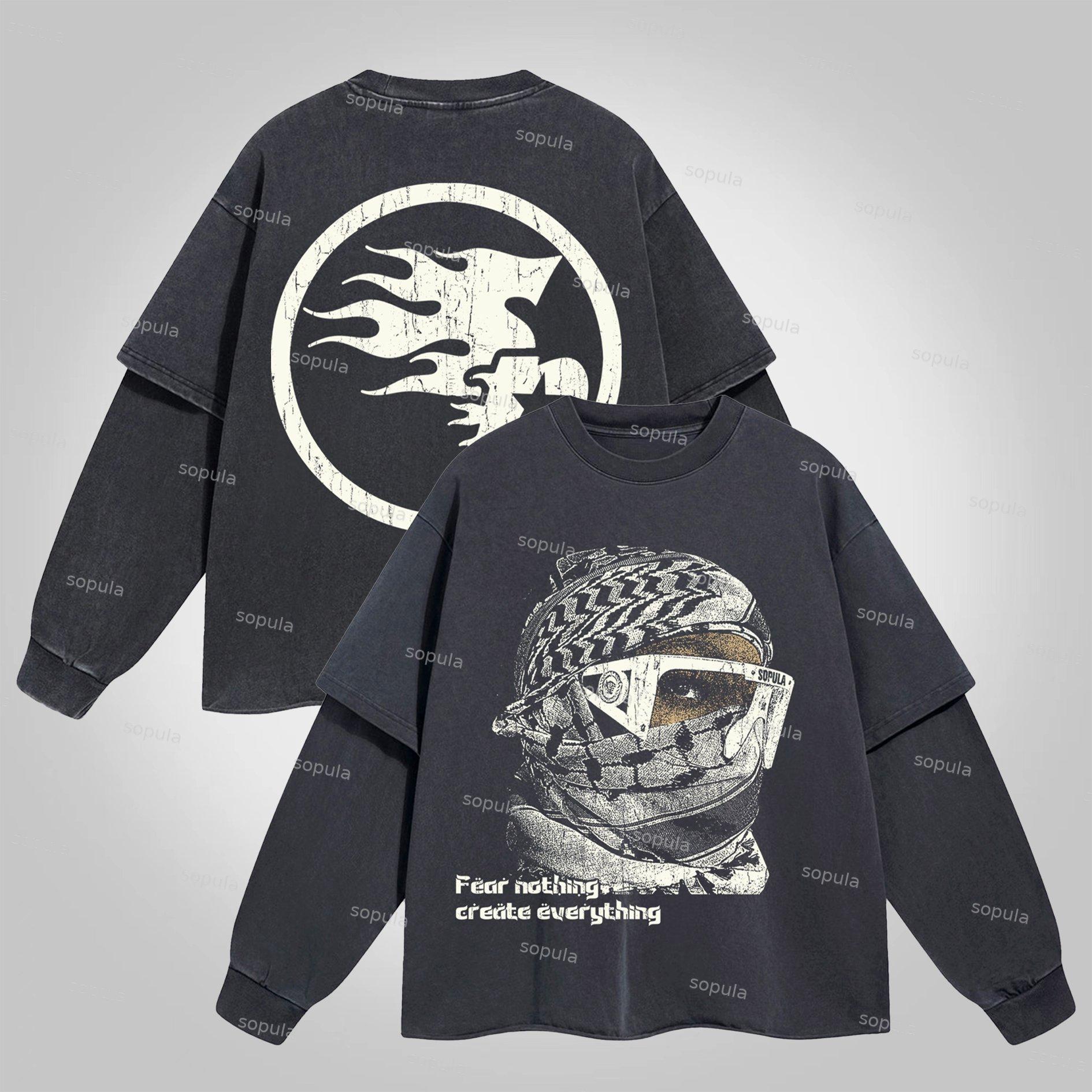 Sopula Fear Nothing, Create Everything Vintage Characters Cotton Long Sleeve T-Shirt Product Image