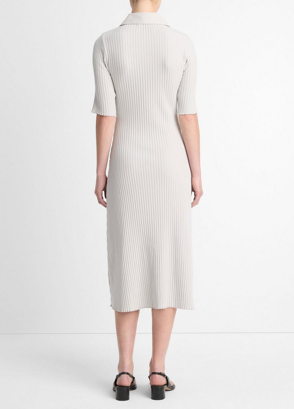 Womens Ribbed Cotton-Blend Polo Dress, Coastal Blue, Size L Vince Product Image