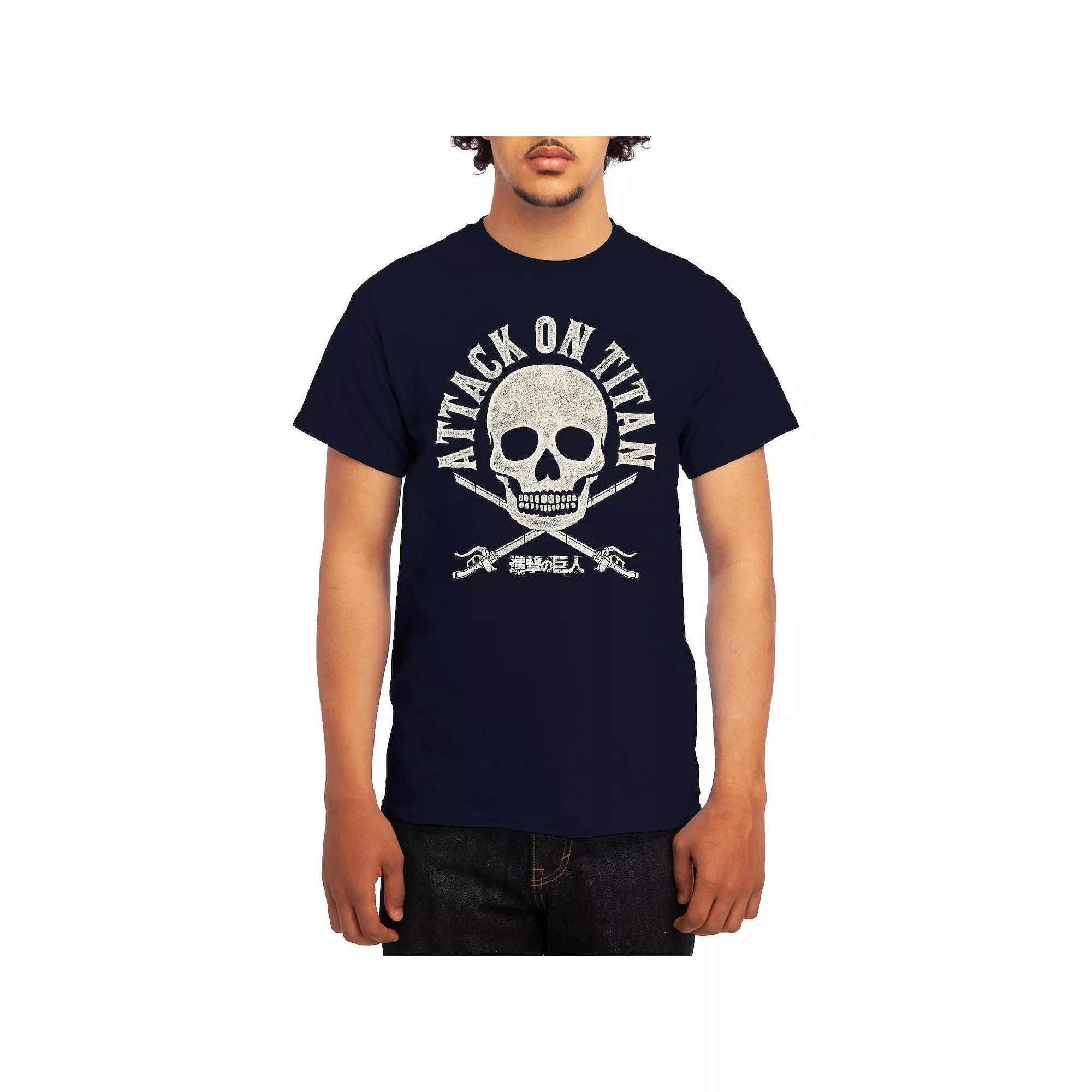 Men's Attack on Titan Skull Swords Tee, Size: XL, Grey Kelly Product Image