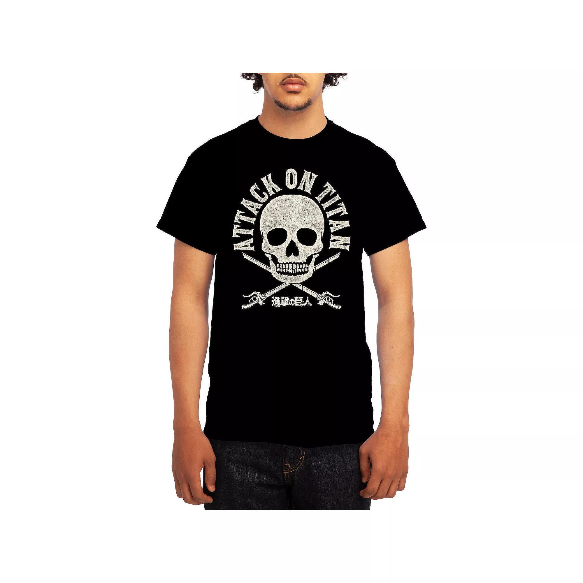 Men's Attack on Titan Skull Swords Tee, Size: XL, Grey Kelly Product Image