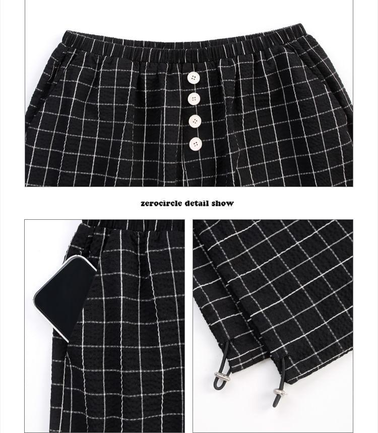 High Rise Plaid Wide Leg Pants Product Image