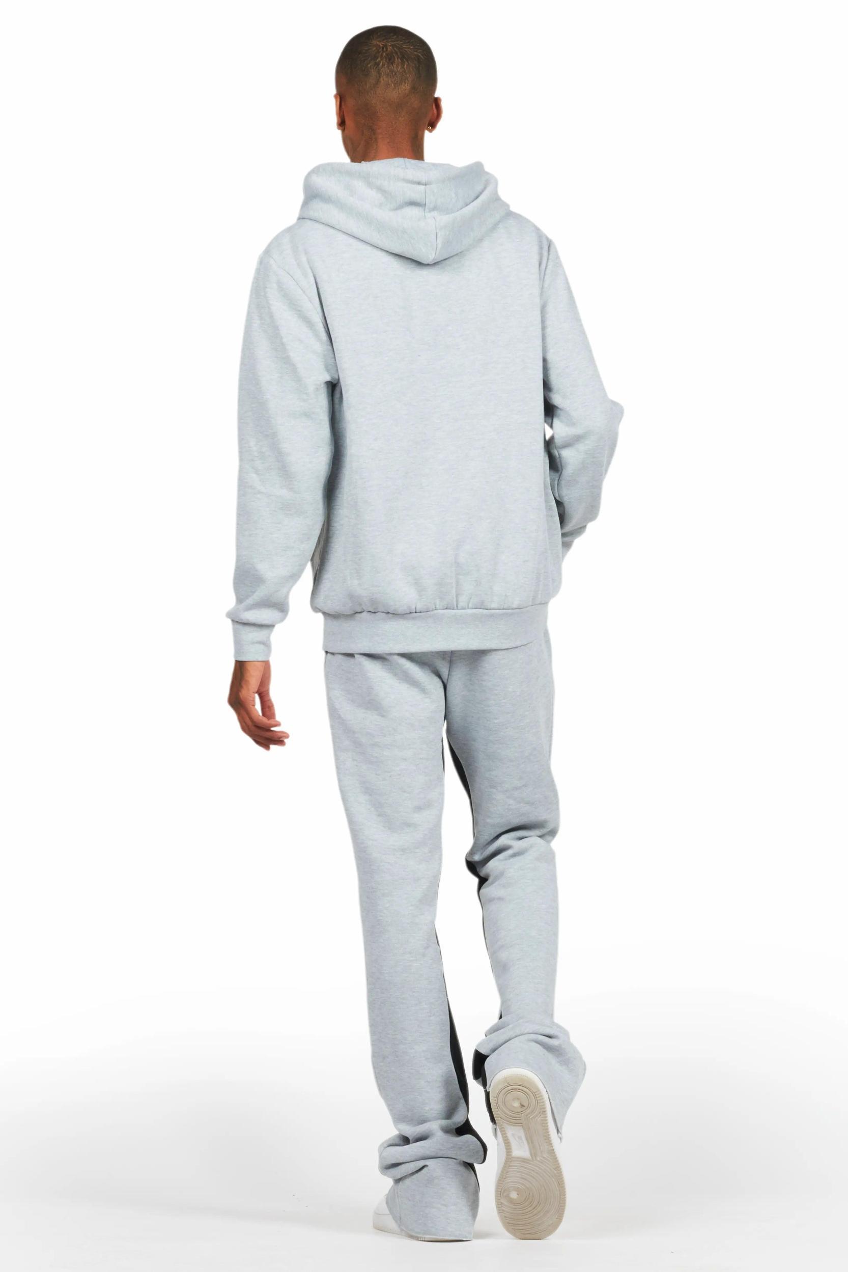 Mallor Heather Grey Baggy Stacked Hoodie Track Set Male Product Image
