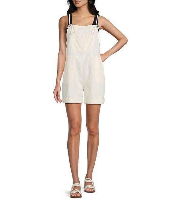 C&V Chelsea & Violet Square Neck Sleeveless Washed Twill Shortall Product Image