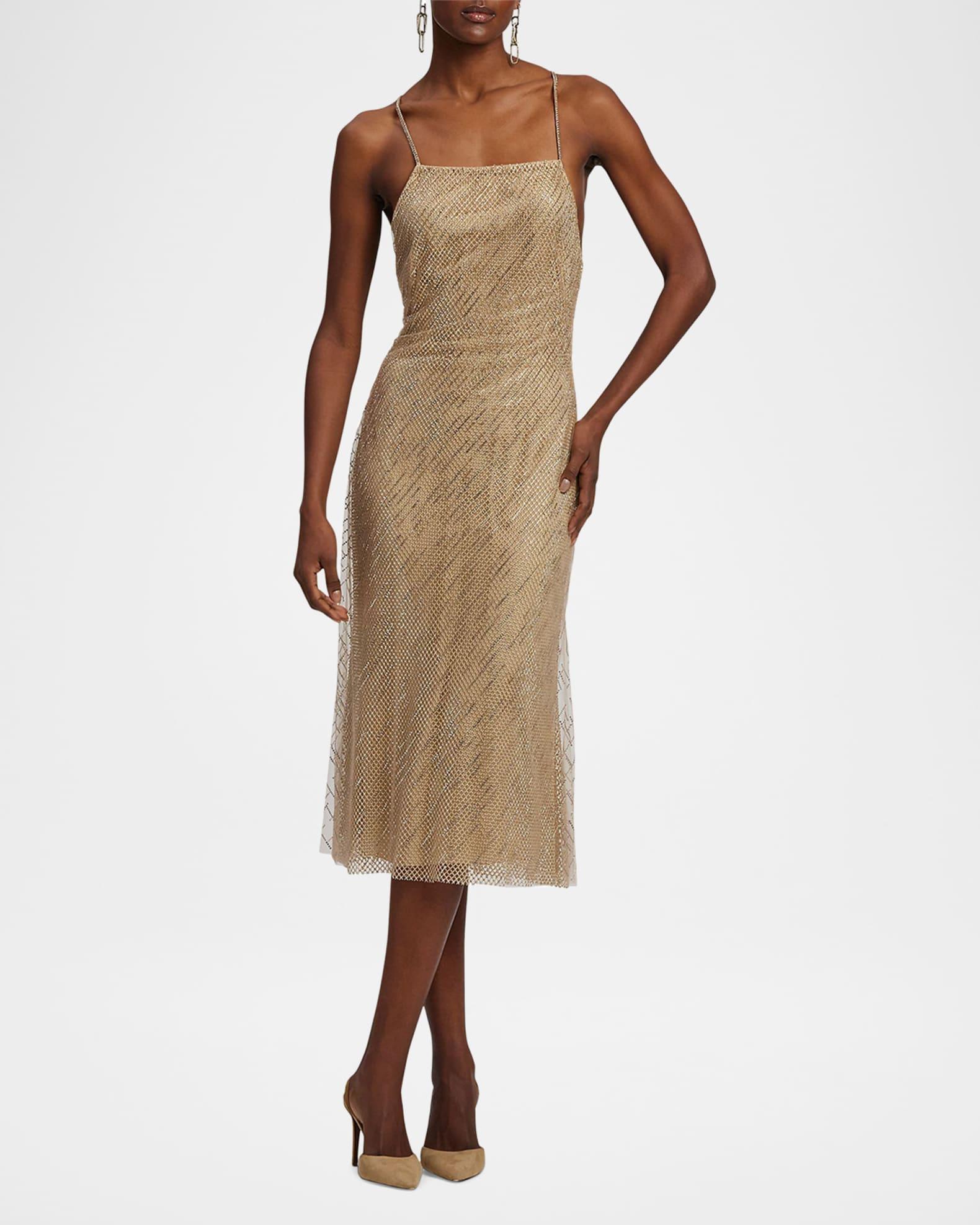 Crawford Sequined Mesh Cocktail Dress Product Image