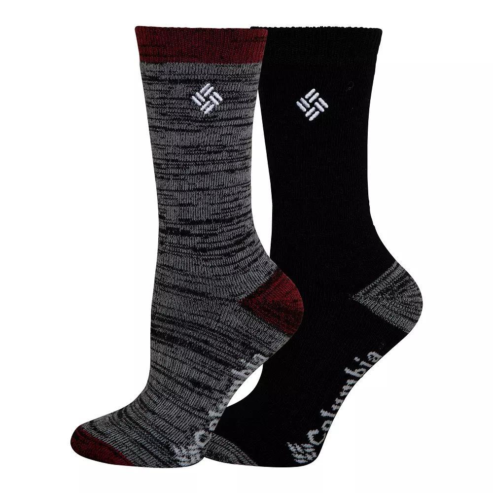 Women's Columbia 2-pack Essential Space Dye Stripe Crew Socks, Black Black Product Image