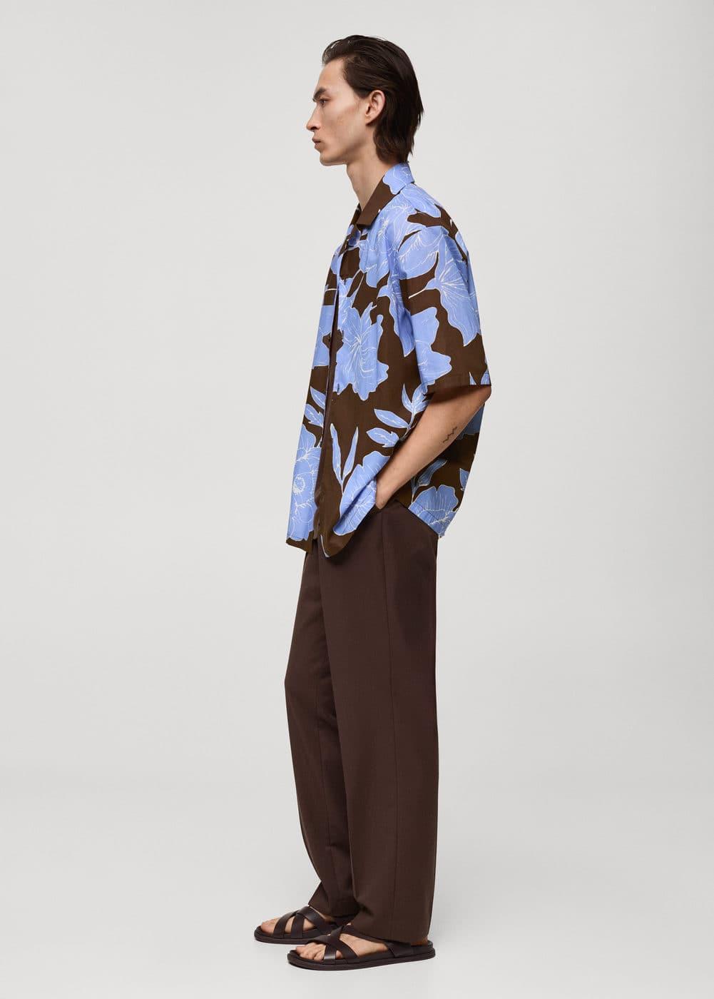 Regular-fit printed cotton shirt - Men | MANGO USA Product Image