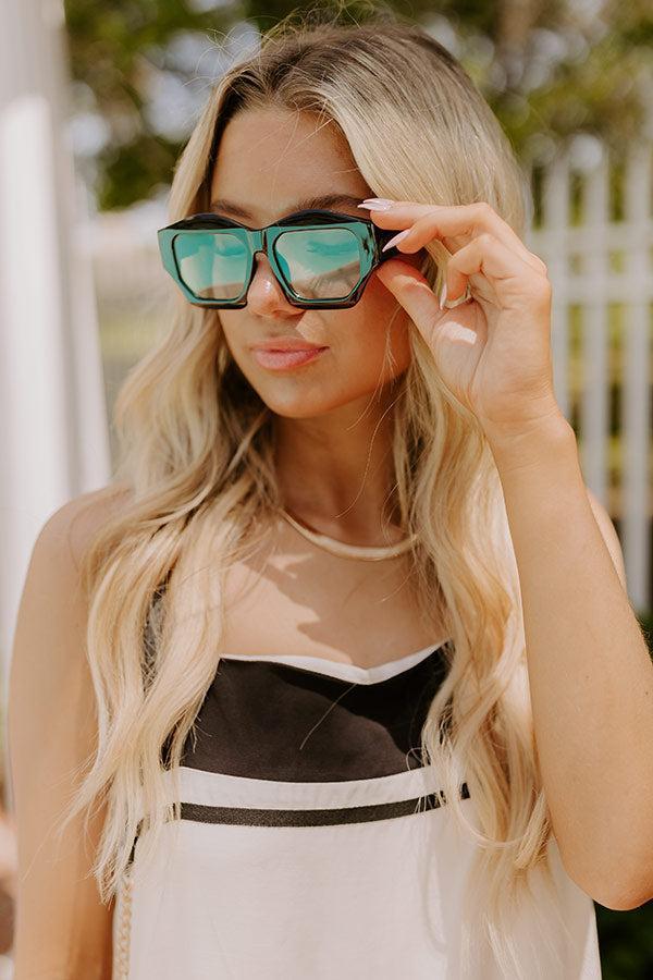 Bungalow Cutie Sunnies in Black with Green Lens Product Image