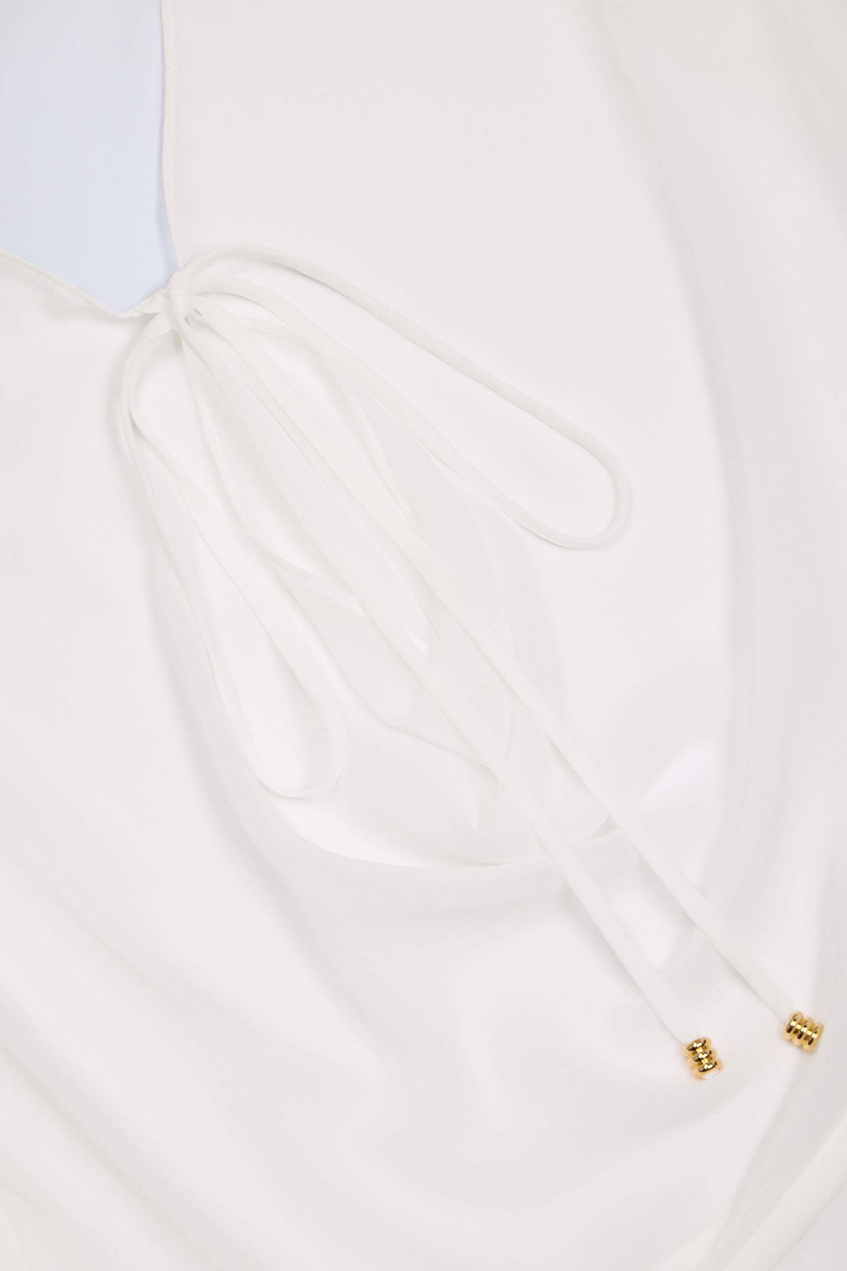 Cowl-Neck Mini Dress in White Product Image